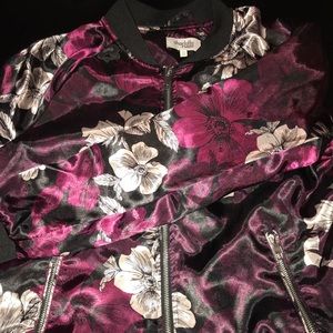 Purple floral bomber jacket
